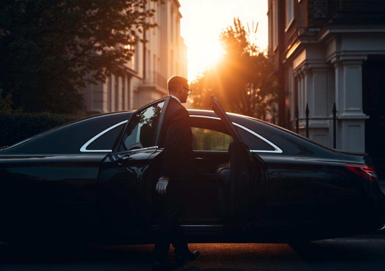 A Rolls-Royce Phantom parked outside a Mayfair townhouse at dawn